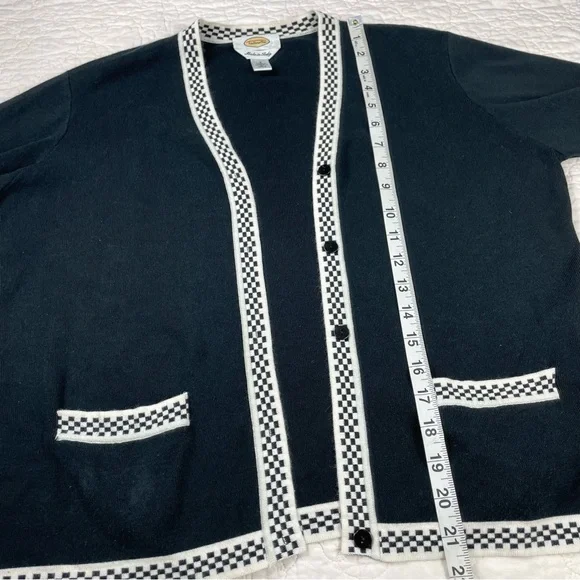 🔥Talbots Made in Italy Black White Checker Cardigan Sweater Set Women Size S - Picture 13 of 15